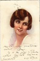 1927 Lady with mirror. Italian art postcard. Degami 60. Ross-Monopol s: T. Corbella (EK)