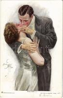 1915 The Kiss. Romantic couple kissing. Reinthal & Newman No. 108. s: Harrison Fisher