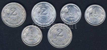 1941-44. 6db (4 klf) Alu pengő 1P + 2P "koronás-címeres" ellenjegyyel T:1,2,3