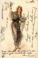 1901 Lady with flowers. litho (small tear)