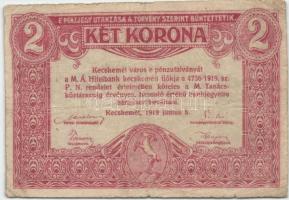 Budapest DN Pesti Hírlap ritkább változat piros számozás 3+2 szám T:III+ + Kecskemét 1919. 2K T:III ...