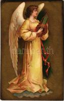 Angel with harp. Kopal Dep. 341. Emb. golden litho