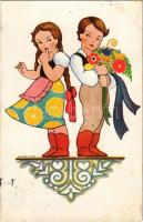 1934 Magyar folklór művészlap / Hungarian folklore art postcard s: Sz. Glatz Ilona
