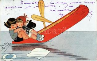 1925 Children in rowing boat. No. 1041. s: Chicky Spark