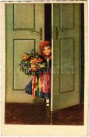 1937 Girl in traditional costumes, Hungarian folklore art postcard. 900/6. s: Pólya T.
