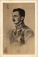 1917 Karl Franz Josef / IV. Károly / Charles I of Austria. Verlag Karnisch-Julische Kriegszeitung Feldpost 510. (ragasztónyom / glue marks)