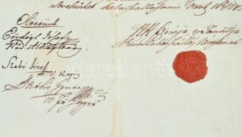 1842 Kiskunszabadszállás város szerződése városi bolt bérletéről. A városi elöljárók aláírásával és ...