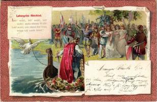 1900 Lohengrins Abschied. Richard Wagner opera art postcard. Rösch & Winter No. 15. litho