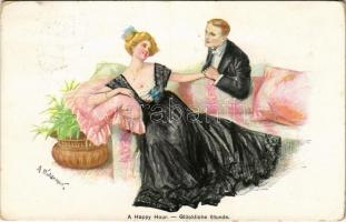 1913 Glückliche Stunde / A Happy Hour. Romantic couple. B.K.W.I. 580-1. s: A. Waldemar (EK)