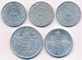 1941-1943. 2P Al (3x) + 1943. 5P Al "Horthy Miklós születésének 75. évfordulója" + 1945. 5...