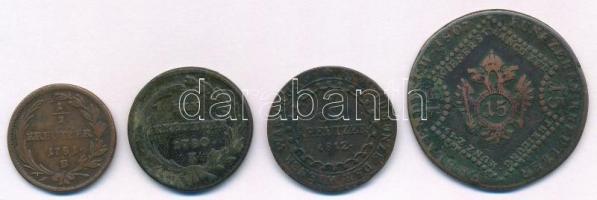 1781B 1/2kr Cu "II. József" + 1780K 1kr Cu "Mária Terézia" + 1812E 1kr Cu "...
