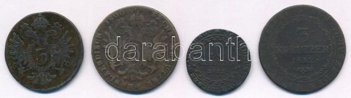 1800S 3kr Cu "I. Ferenc" + 1800S 6kr Cu "I. Ferenc" + 1812S 1kr Cu "I. Fere...