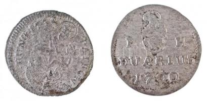 1700KB Duarius "I. Lipót" (0,58g) + 1734. Denár Ag "III. Károly" (0,50g) T:2-
H...