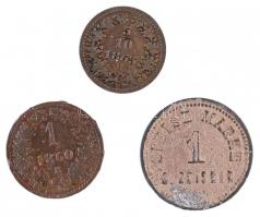 1860B 1kr Cu + 1863B 5/10kr Cu + DN "1 Speise Mark G. Zeisder" token T:2-