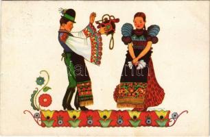 1934 Magyar folklór művészlap / Hungarian folklore art postcard s: Csikós Tóth András
