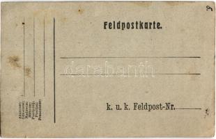 Tábori Postai Levelezőlap kézi rajzzal / WWI Austro-Hungarian K.u.K. military field postcard with cu...
