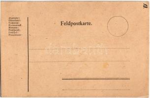 Tábori Postai Levelezőlap kézi sziluett rajzzal / WWI Austro-Hungarian K.u.K. military field postcar...