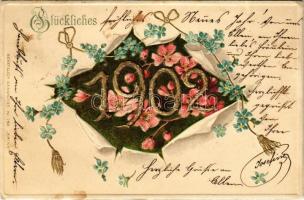 1901 Glückliches 1902 / New Year greeting card. ERIKA Nr. 798. Floral Emb. litho (EK)