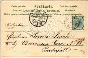 1901 Glückliches 1902 / New Year greeting card. ERIKA Nr. 798. Floral Emb. litho (EK)