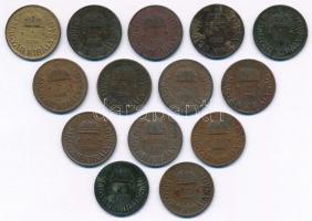 1926-1939. 1f Br (14db, 13xklf, teljes sorozat, közte az 1929-es évjárat) T:2-,3
Hungary 1926-1929....