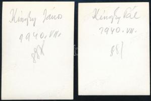 1940 Kinszki Imre (1901-1945) budapesti fotóművész hagyatékából, 2 db jelzés nélküli, feliratozott v...