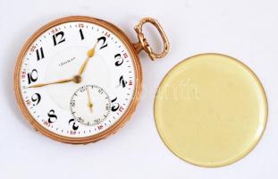 14 K arany (Au) Doxa zsebóra. Lejáró plexi, hiányzó korona. Jelzett, d: 47 mm bruttó 68,42 g