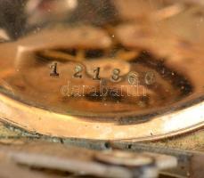 14 K arany (Au) Doxa zsebóra. Lejáró plexi, hiányzó korona. Jelzett, d: 47 mm bruttó 68,42 g