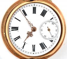 14 K arany (Au) dupla arany fedelű női zsebóra. hiányzó üveg, szétjött tok, javításra szorul. Jelzet...