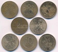 Franciaország 1982-1988. 10Fr (8xklf)  forgalmi emlékkiadások T:1-,2
France 1982-1988. 10 Francs (8...
