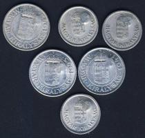 1941-44. 6db klf Alu pengő "sarló-kalapács" ellenjeggyel T:1,2,3