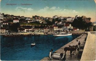 1916 Herceg Novi, Castelnuovo; port, steamship (EK)