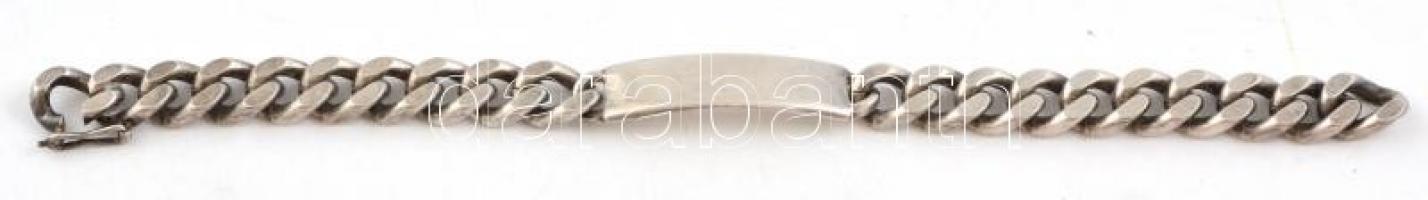 Retro férfi karkötő, ezüstözött fém, jelzett, h: 19 cm