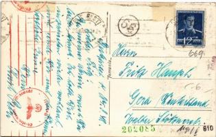 1942 Bucharest, Bucuresti; Universitate / university, trams, automobiles + "Oberkommando der We...