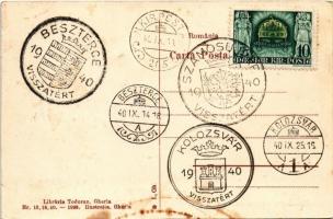 Szamosújvár, Gherla;  Piata Unirii / Fő téri részletek. Todorán kiadása / main square + "1940 B...