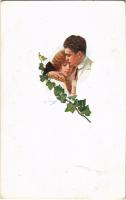 Romantic couple. Italian art postcard. G.P.M. 528. artist signed (EK)