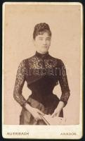 cca 1890 Arad, Auerbach fényképész műtermében készült vintage fotó, vizitkártya méretben, 10,6x6,3 cm