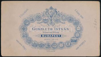 1895 Budapest, Goszleth István (1850-1913) fényképész műtermében készült vintage fotó, datálva, 20,5...