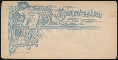 cca 1900 Jelzés nélküli, vintage fotó, szép hátoldali grafikával, ún. malvern méretben, 16x8 cm