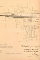 1901-1903 MÁV, Belovár-verőcei vasútvonal Mišulinovac vízállomás tervrajza, 1:1000, hiányos, Bp., Kl...