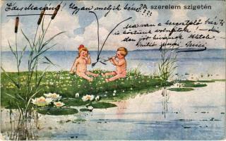 1926 A szerelem szigetén / Children art postcard. J. S. & Co. M. Ser. 562-67. (EK)