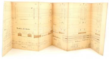 cca 1913 2 db vasútépítéstani egyetemi tervezési feladat: Csúcsbetétes kettős keresztezés 44.89 kg-o...