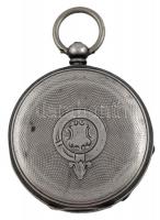 Ezüst(Ag) zsebóra, jelzett, hiányzó másodpercmutató, felhúzó kulccsal, d: 5 cm, bruttó: 93,3 g