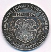 NSZK 1974. "Zwingenberg, Bergstrasse" jelzett Ag emlékérem (15,01g/1000/35mm) T:2
FRG 197...