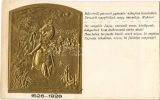 1526-1926 Mohácsi vész 400. évfordulójának emléklaplapja; Fogadalmi templom felépítéséhez segélylap / 400th anniversary of the Battle of Mohács; charity card Emb. So. Stpl s: Szeiler vésnök (EK)
