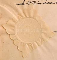 1903 Bp., Magyar Királyi Államvasutak előléptetési értesítése, szárazpecséttel