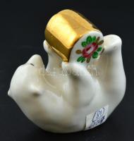 Orosz porcelán medve, kézzel festett, jelzett, kis kopásnyomokkal, m: 7 cm
