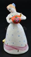Orosz porcelán lány, kézzel festett, jelzett, kis kopásnyomokkal, m: 12 cm