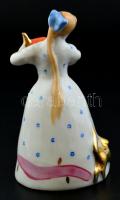 Orosz porcelán lány, kézzel festett, jelzett, kis kopásnyomokkal, m: 12 cm