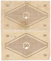 Pápa 1919. május 8. "Pápai csekk" 50K lyukasztással érvénytelenítve, E sorozat (4x) T:III ...