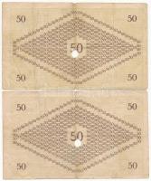 Pápa 1919. május 8. "Pápai csekk" 50K lyukasztással érvénytelenítve, E sorozat (4x) T:III ...